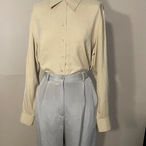 100% silk tan blouse